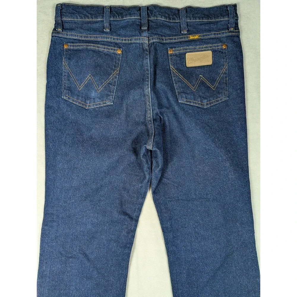 Wrangler Cowboy Cut Stretch Slim Fit Mens Jeans Dark Blue Wash Size 36
